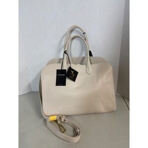 Claudia Firenze Cream Pebbled Leather Satchel Bag‎ Made in Italy NWT